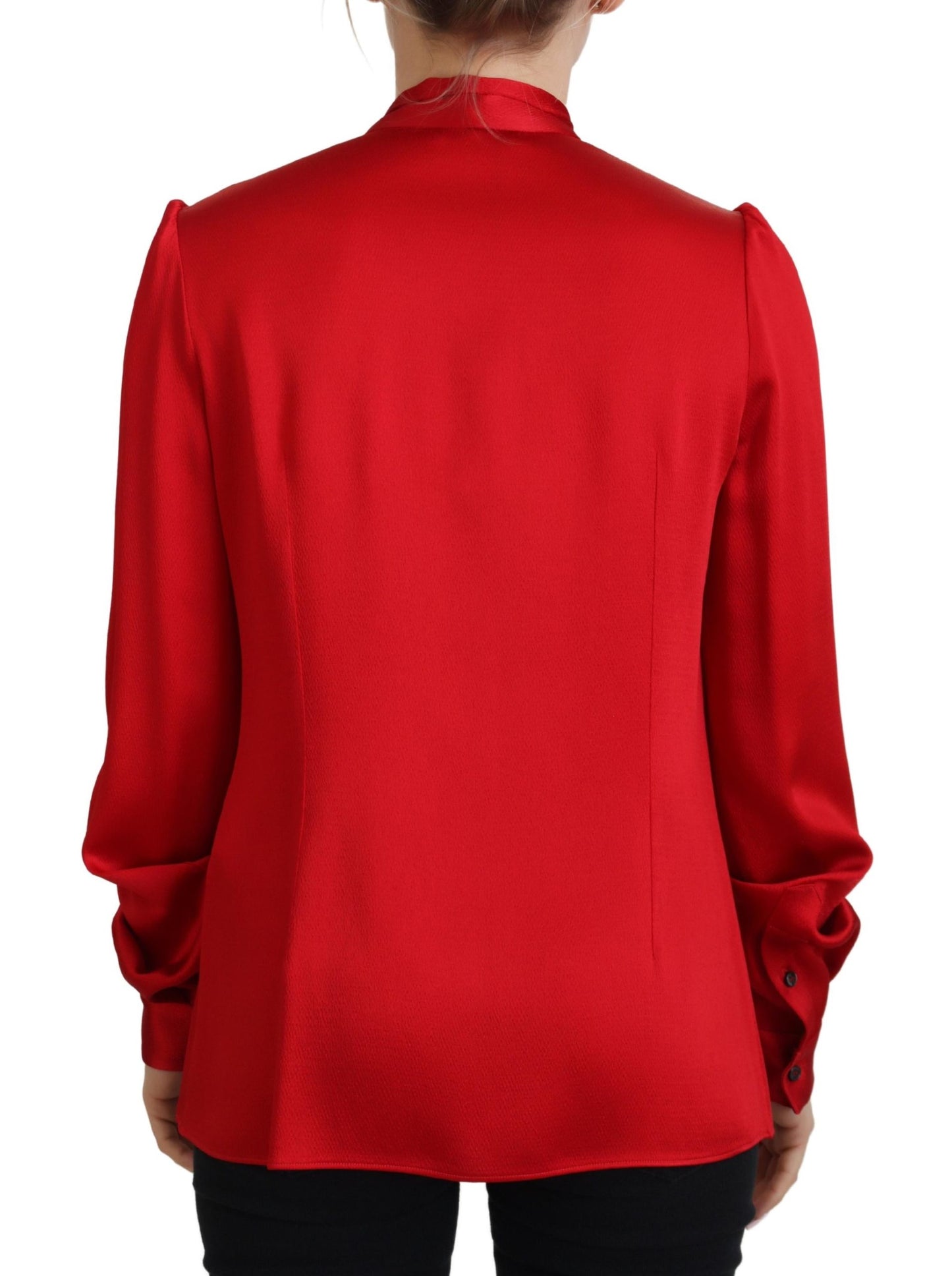 Dolce & Gabbana Red Ascot Collar Blouse