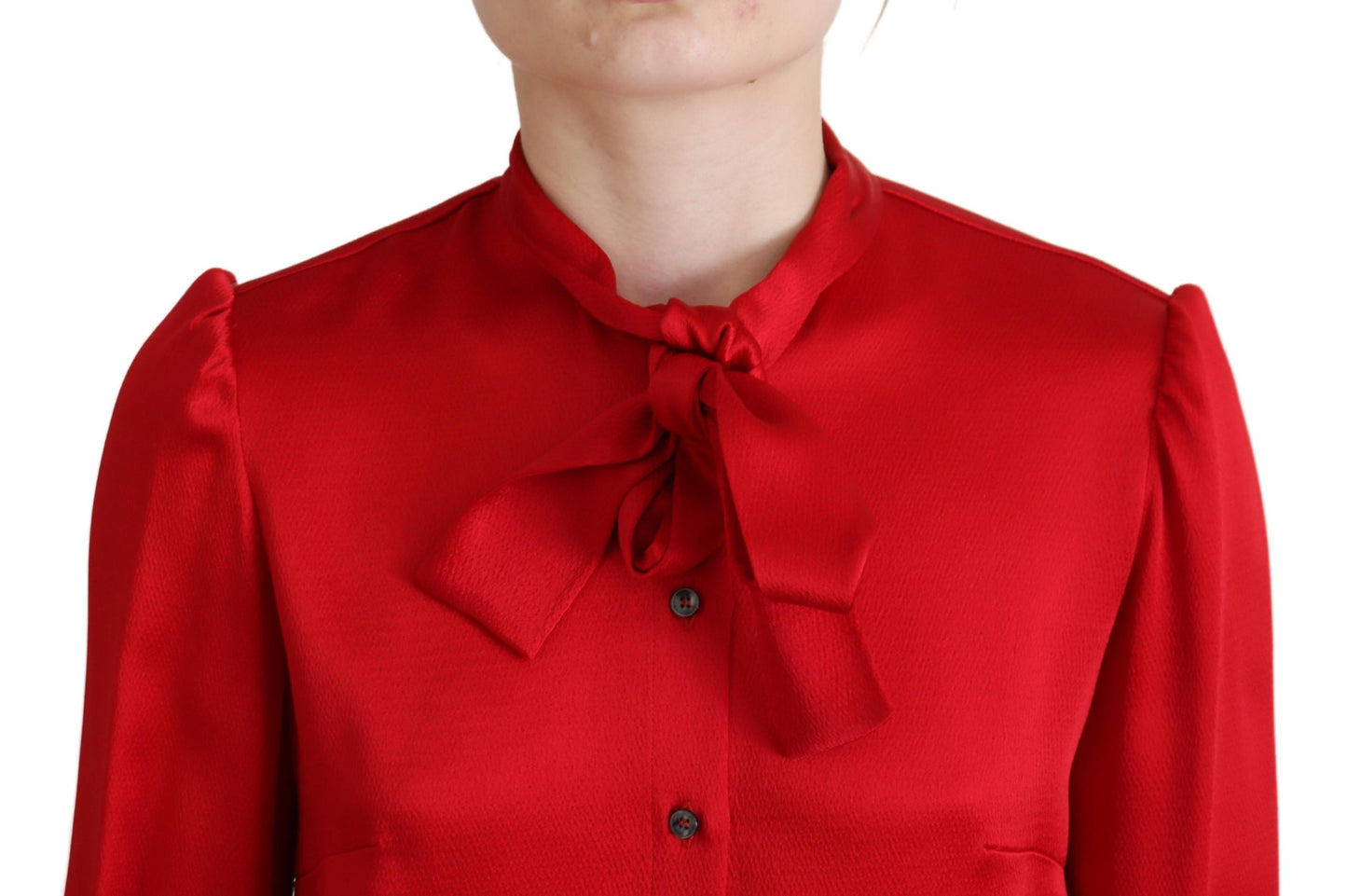 Dolce & Gabbana Red Ascot Collar Blouse