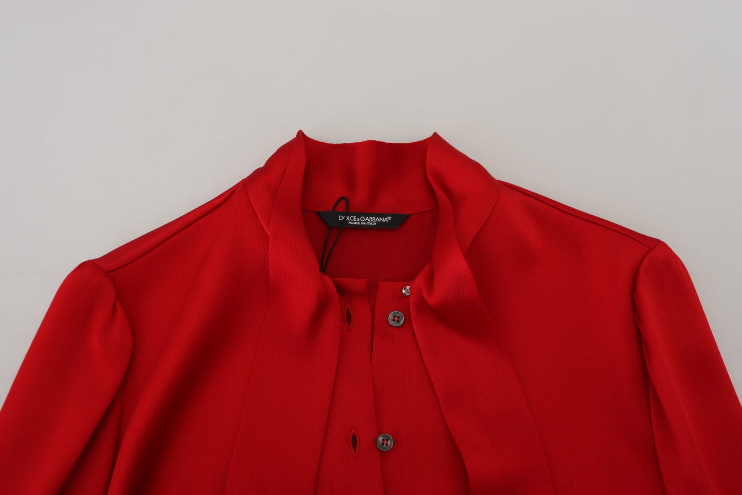 Dolce & Gabbana Red Ascot Collar Blouse