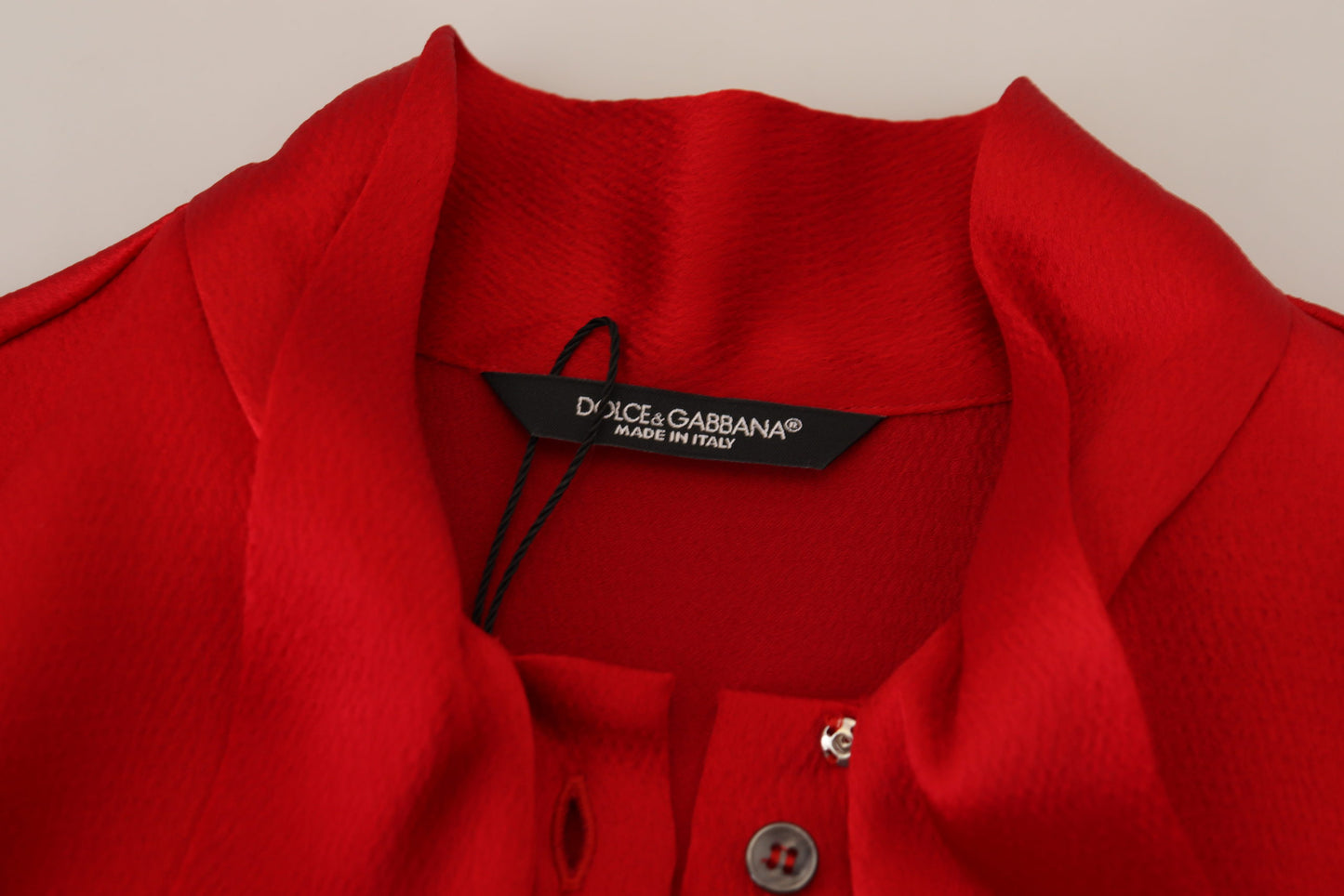 Dolce & Gabbana Red Ascot Collar Blouse