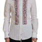 Dolce & Gabbana White Lace Long Sleeves Ruffle Collar Top