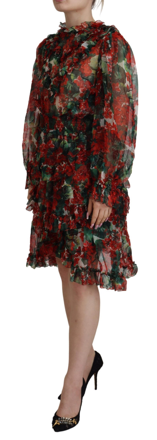 Dolce & Gabbana Red Floral Geranium A-line Dress