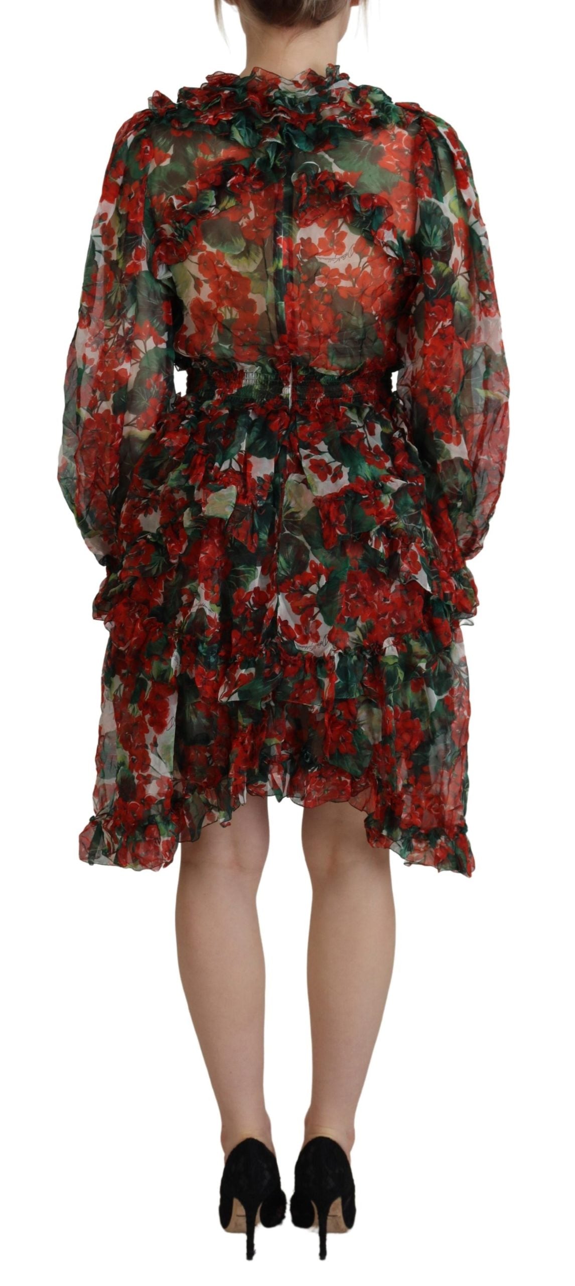 Dolce & Gabbana Red Floral Geranium A-line Dress