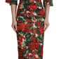 Dolce & Gabbana Multicolor Geranium Silk Sheath Midi Dress