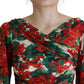 Dolce & Gabbana Multicolor Geranium Silk Sheath Midi Dress