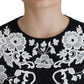 Dolce & Gabbana Black Lace Trim Half Sleeves A-line Dress