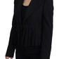 Dolce & Gabbana Black Single Breasted Pleated Wool Blazer Jacket