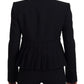 Dolce & Gabbana Black Single Breasted Pleated Wool Blazer Jacket