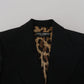 Dolce & Gabbana Black Single Breasted Pleated Wool Blazer Jacket