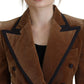 Dolce & Gabbana Brown Double Breasted Blazer Cotton Jacket