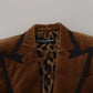 Dolce & Gabbana Brown Double Breasted Blazer Cotton Jacket