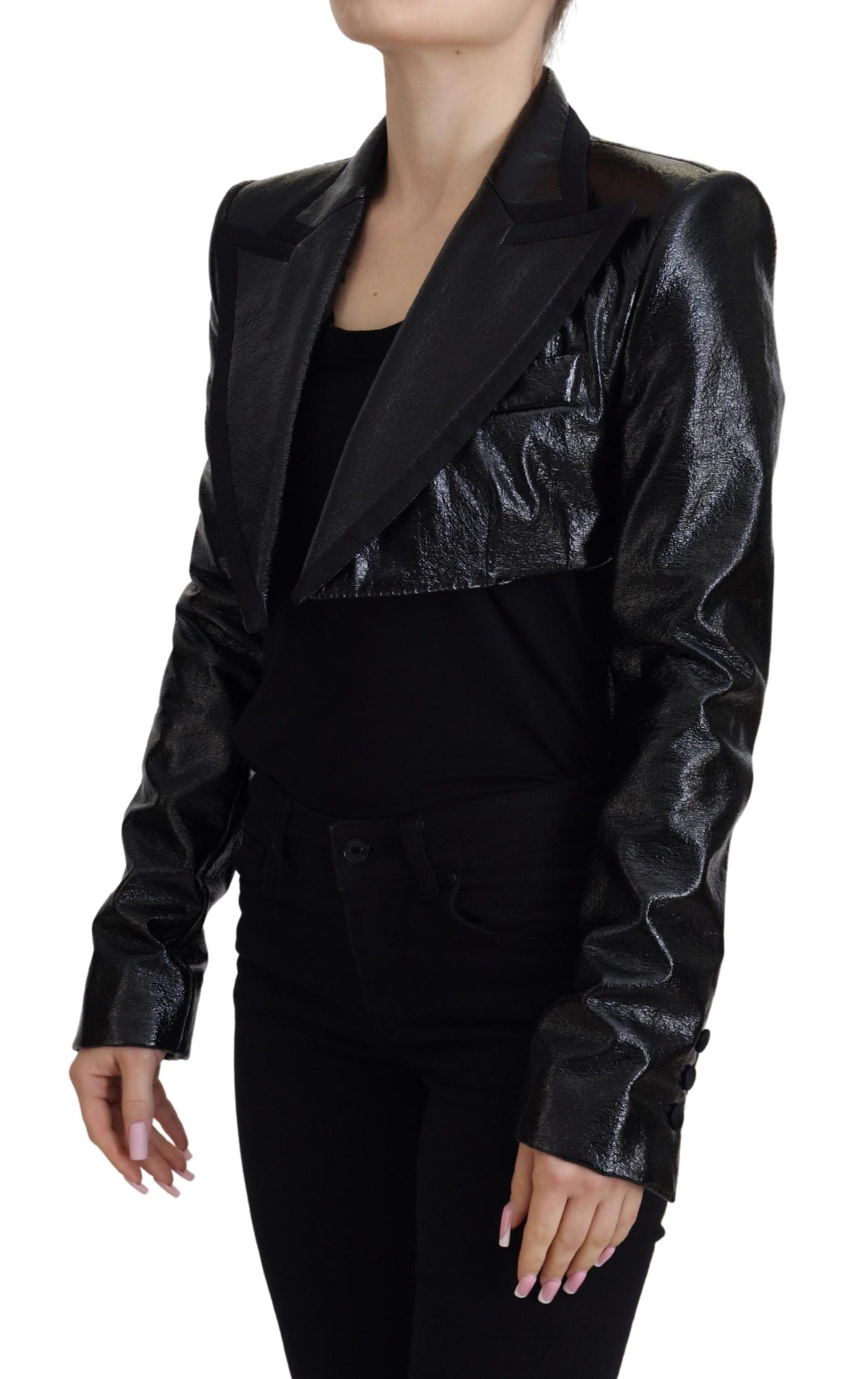 Dolce & Gabbana Black Long Sleeves Cropped Blazer Jacket