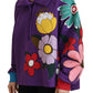 Dolce & Gabbana Purple Floral Print Pullover  Cotton Sweater