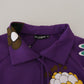 Dolce & Gabbana Purple Floral Print Pullover  Cotton Sweater