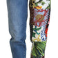 Dolce & Gabbana Blue Jacquard Majolica High Waist Jeans