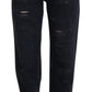 Dolce & Gabbana Black Cotton Tattered High Waist Denim Jeans