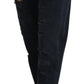 Dolce & Gabbana Black Cotton Tattered High Waist Denim Jeans