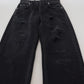 Dolce & Gabbana Black Cotton Tattered High Waist Denim Jeans