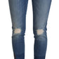 Dolce & Gabbana Blue Washed Cotton Tattered Denim Jeans