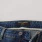 Dolce & Gabbana Blue Washed Cotton Tattered Denim Jeans