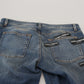 Dolce & Gabbana Blue Washed Cotton Tattered Denim Jeans