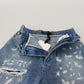 Dolce & Gabbana Blue Washed Cotton Tattered Denim Jeans