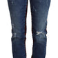 Dolce & Gabbana Blue Checkered Back Skinny Denim Jeans