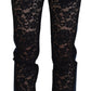 Dolce & Gabbana Black Floral Lace Front Skinny Denim Jeans