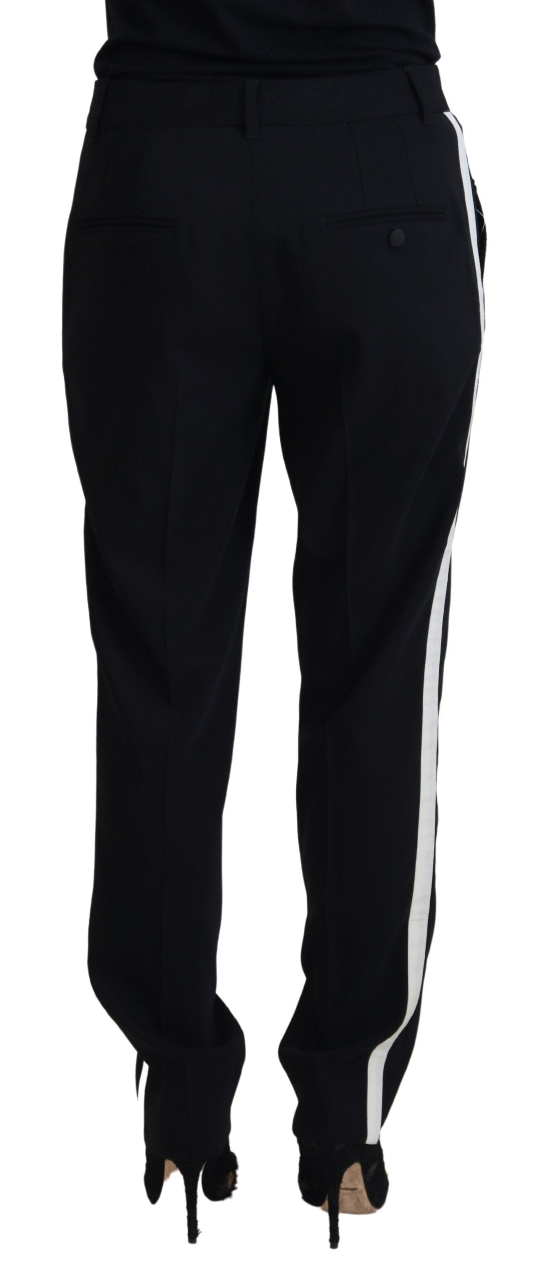 Dolce & Gabbana Black Tapered Women Wool Pants