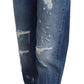 Dolce & Gabbana Blue Washed Cotton Tattered Denim Jeans