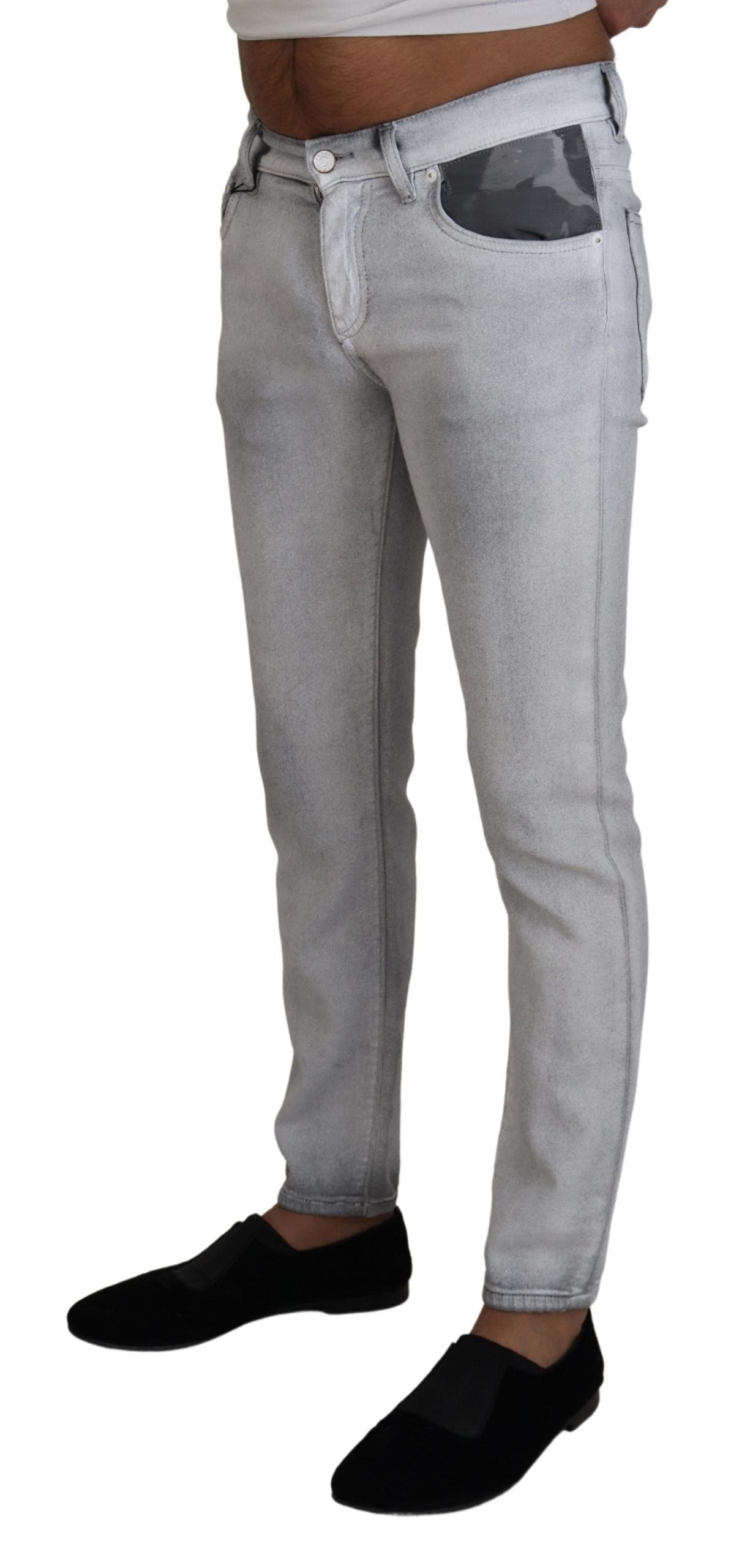 Dolce & Gabbana Elegant Gray Washed Cotton Blend Pants