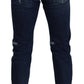 Dolce & Gabbana Blue Cotton Skinny Tattered Denim Jeans