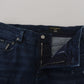 Dolce & Gabbana Blue Cotton Skinny Tattered Denim Jeans