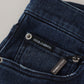 Dolce & Gabbana Blue Cotton Skinny Tattered Denim Jeans