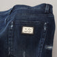 Dolce & Gabbana Blue Cotton Skinny Tattered Denim Jeans