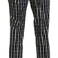 BENCIVENGA Black Checkered Cotton Casual Pants