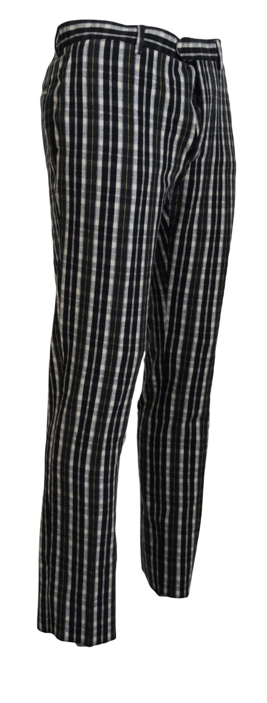 BENCIVENGA Black Checkered Cotton Casual Pants