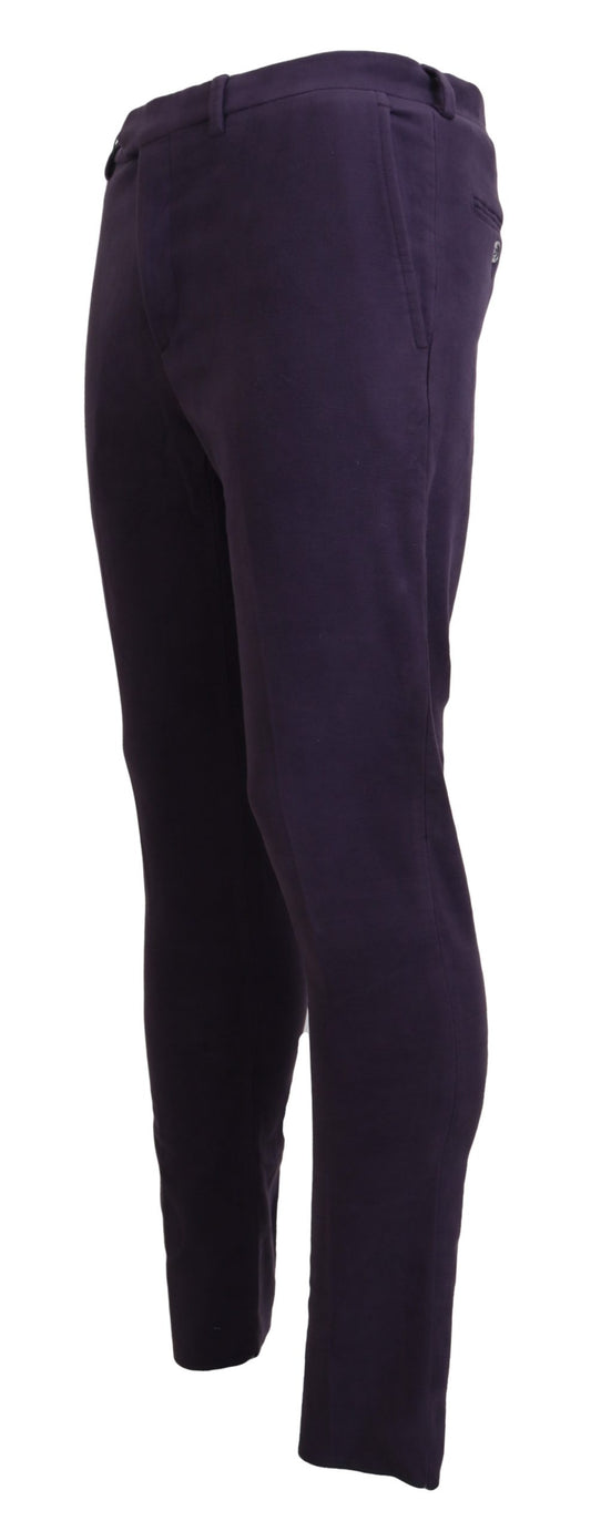 BENCIVENGA Purple Pure Cotton Tapered Mens Pants