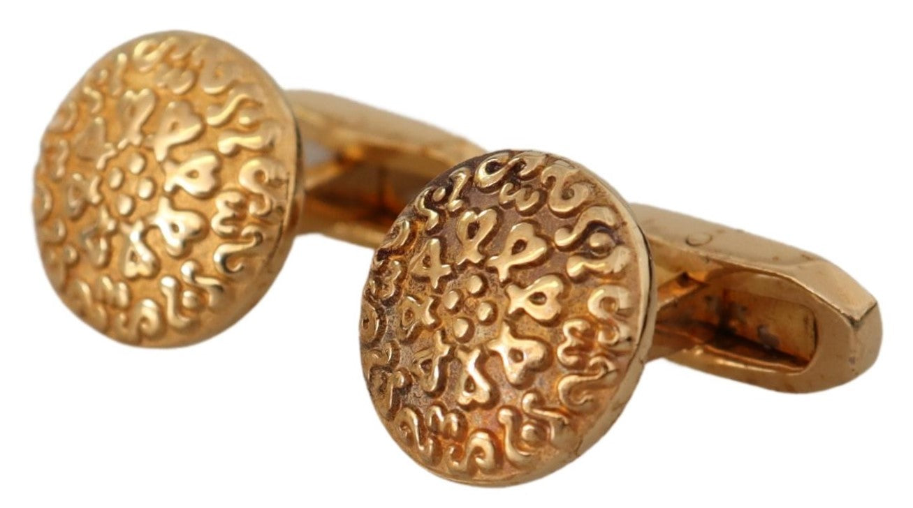 Dolce & Gabbana Gold Plated Brass Round Pin Men Cufflinks