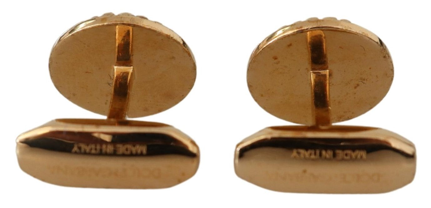 Dolce & Gabbana Gold Plated Brass Round Pin Men Cufflinks