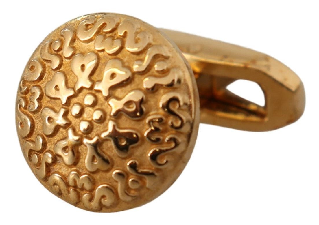 Dolce & Gabbana Gold Plated Brass Round Pin Men Cufflinks