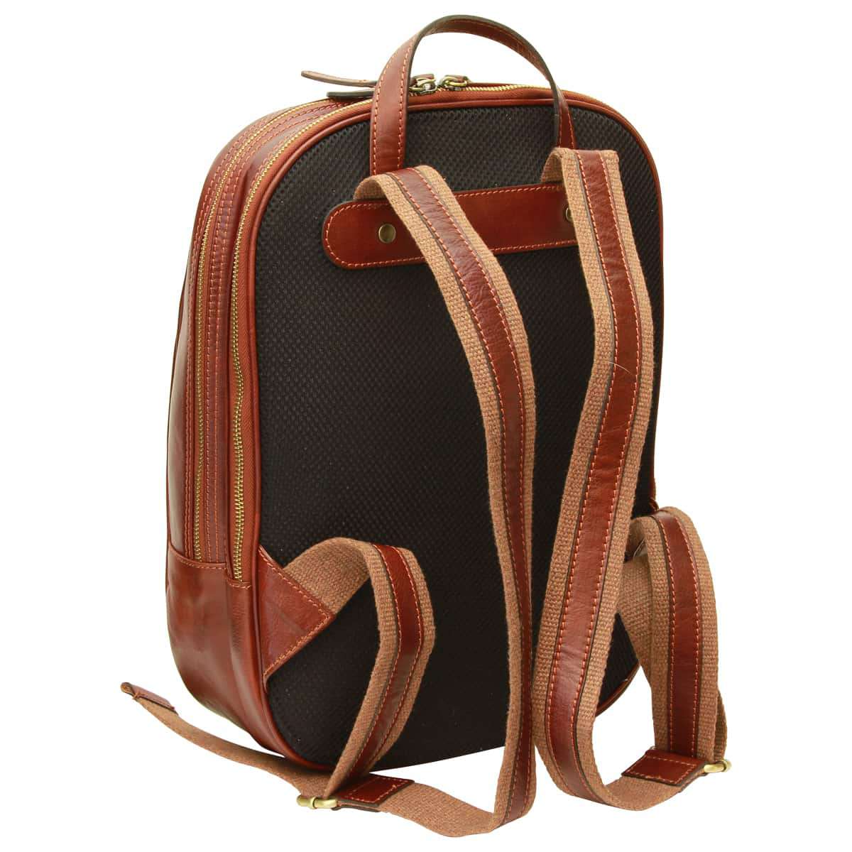 Old Angler Brown Leather Two Pocket Laptop Backpack