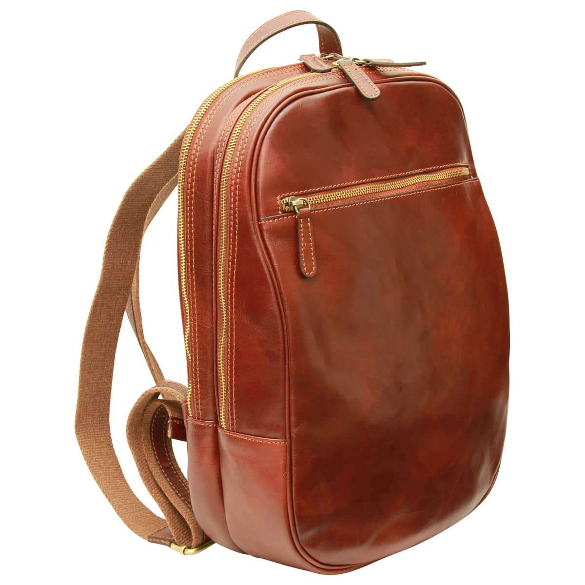 Old Angler Brown Leather Two Pocket Laptop Backpack