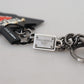 Dolce & Gabbana Black Prince Studs Logo Silver Brass Keychain