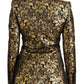 Dolce & Gabbana Elegant Black Gold Floral Jacquard Blazer Jacket