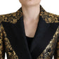 Dolce & Gabbana Elegant Black Gold Floral Jacquard Blazer Jacket