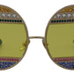 Dolce & Gabbana Gold Oval Metal Crystals Shades DG2209B Sunglasses