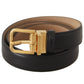 Dolce & Gabbana Black Calf Leather Gold Metal Logo Waist Buckle Belt