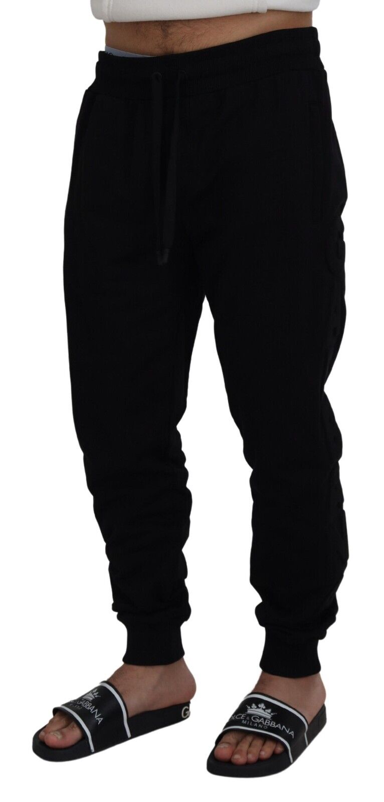 Dolce & Gabbana Black Cotton Men Jogger Trousers Pants