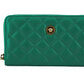 Versace Green Leather Long Zip Around Wallet